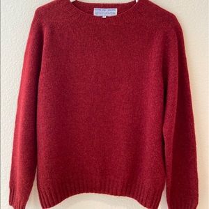 Luxury 100% shetland wool red sweater